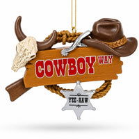Western Cowboy Hat Sheriff Badge Resin Christmas Ornament