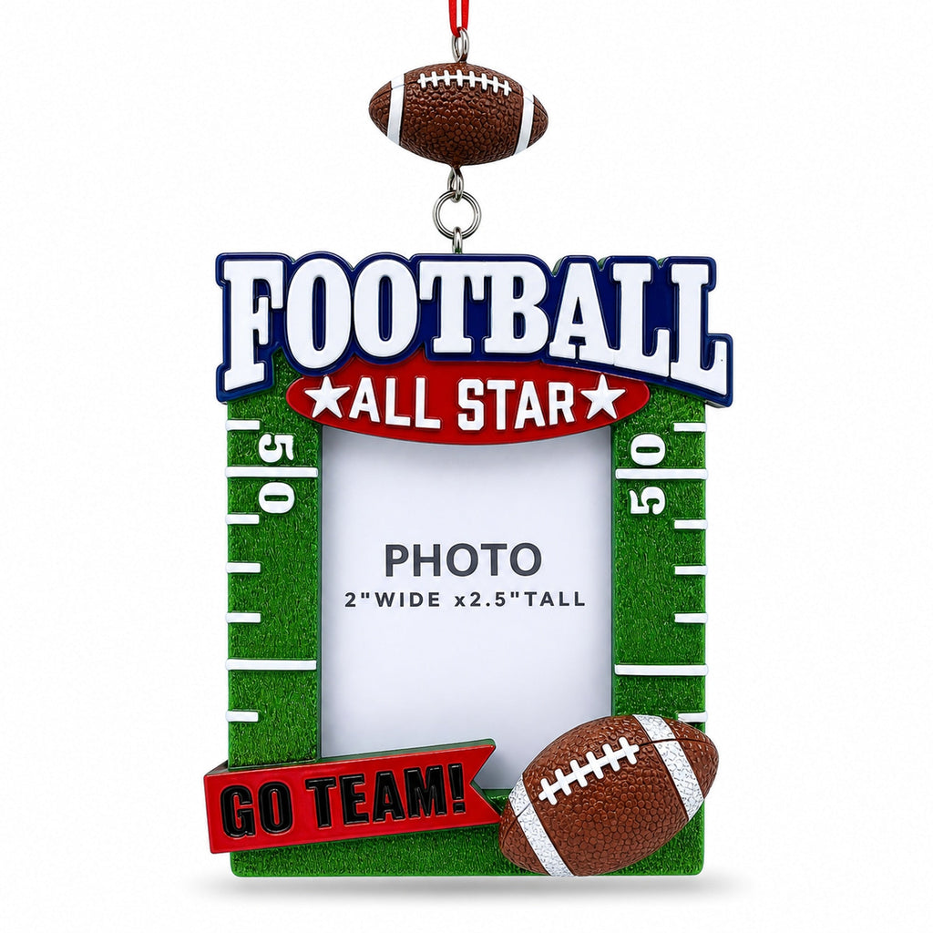 Football All Star Photo Frame Resin Christmas Ornament
