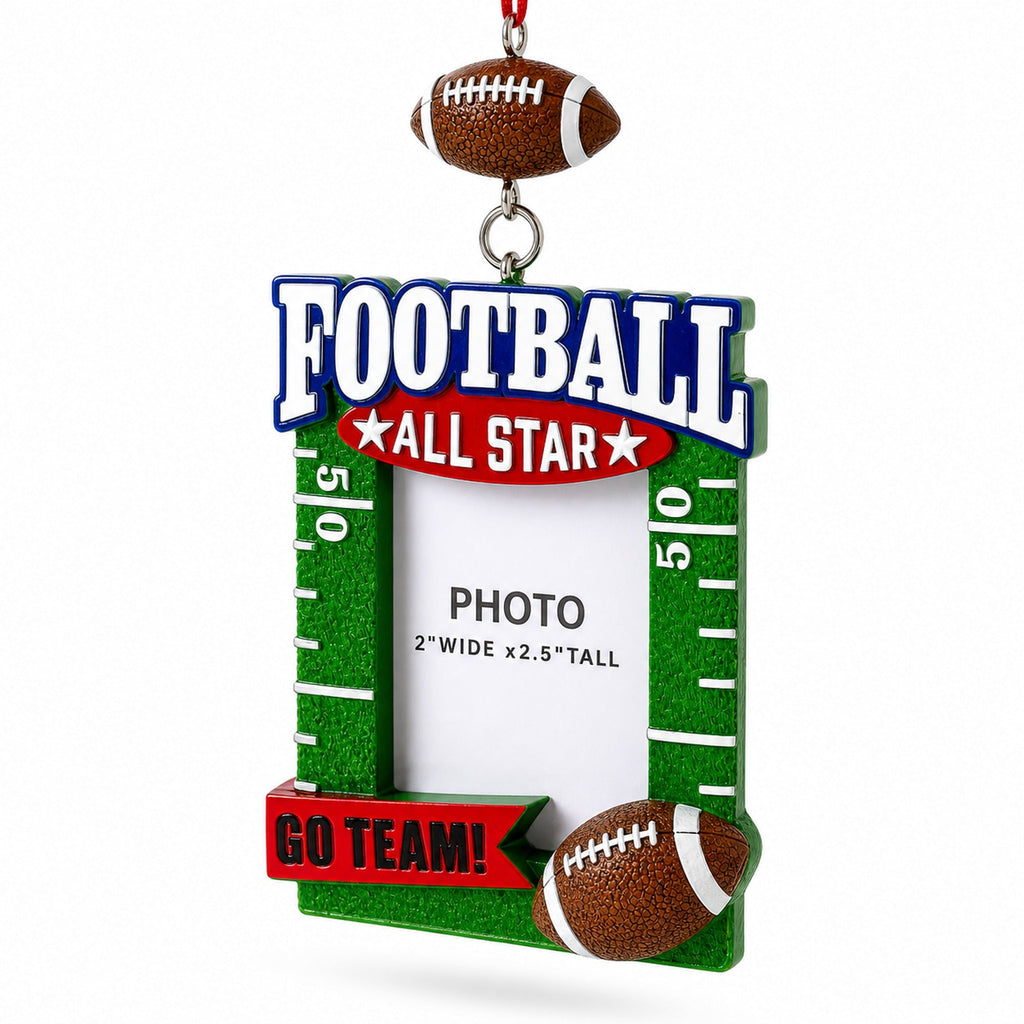 Football All Star Photo Frame Resin Christmas Ornament