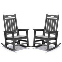 Outdoor Rocking Chair Set of 2, HDPE Patio Rocking Chair for Adults, Oversized Outdoor Rocker for Porch Garden Lawn,Grey
