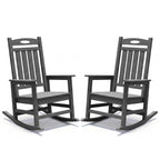 Outdoor Rocking Chair Set of 2, HDPE Patio Rocking Chair for Adults, Oversized Outdoor Rocker for Porch Garden Lawn,Grey
