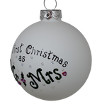 Christmas Keepsake Glass Ornament - First Christmas as Mr and Mrs