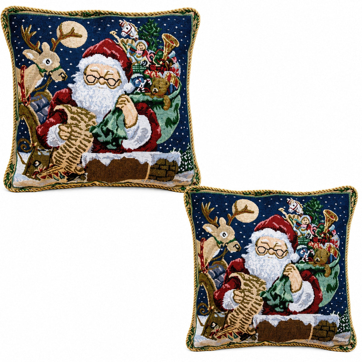 Set of 2 Santa Reading Gifts List Christmas Throw Cushion Pillow Covers