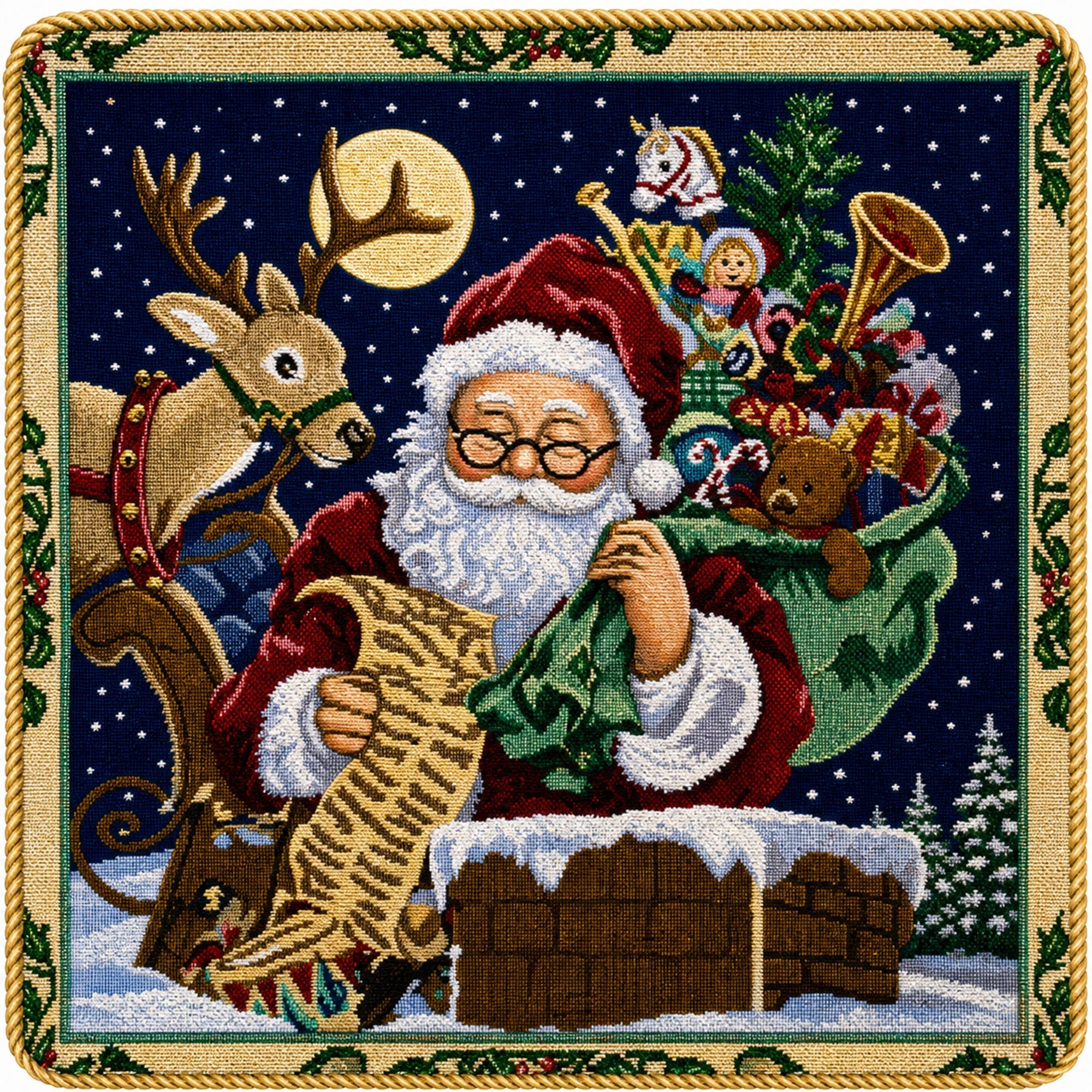 Set of 2 Santa Reading Gifts List Christmas Throw Cushion Pillow Covers