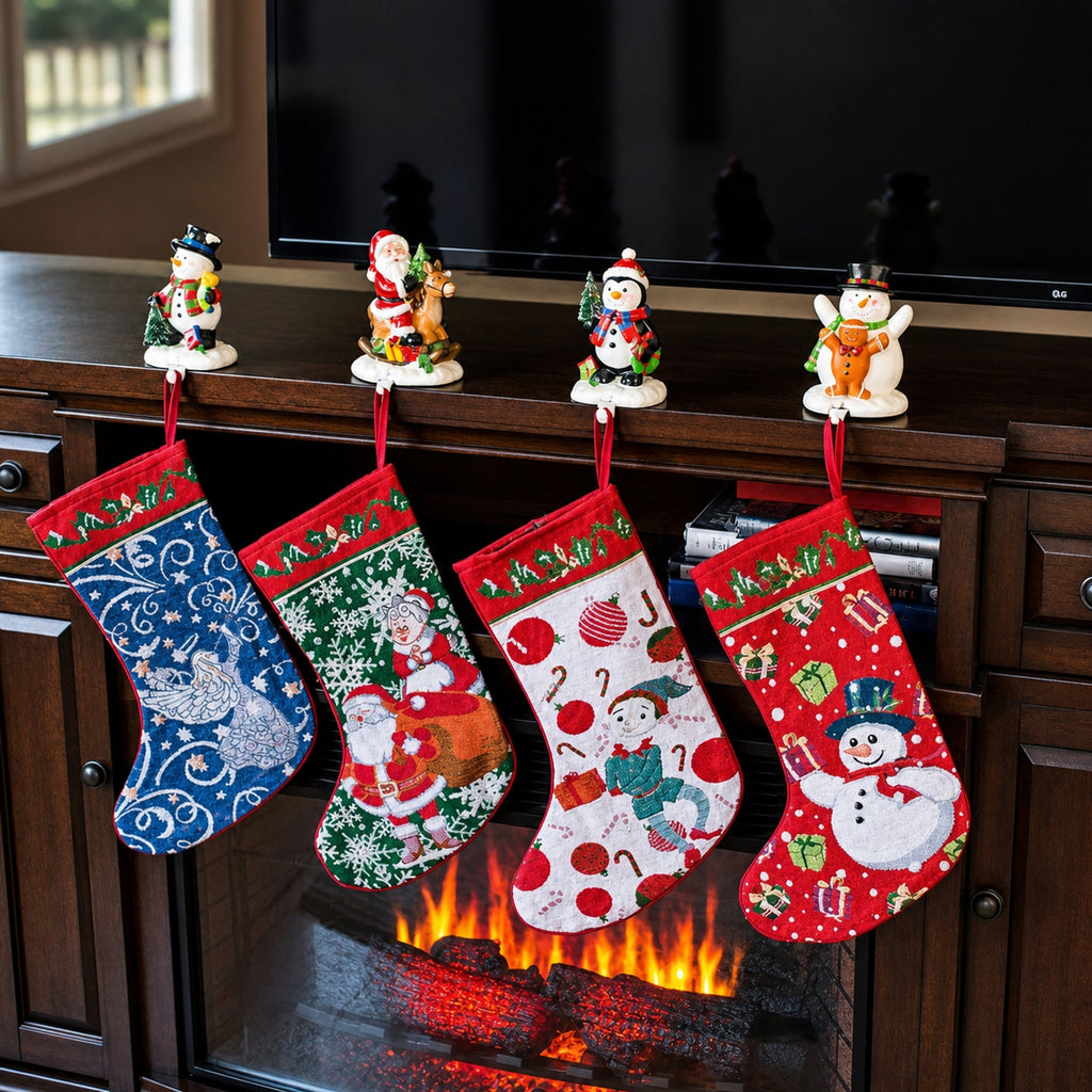 Set of 4 Set of 4 Tapestry Christmas Stockings