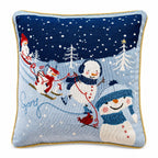 Set of 2 Snowmen Enjoying Winter Sport Parade Christmas Throw Cushion Pillow Covers