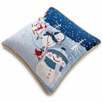 Set of 2 Snowmen Enjoying Winter Sport Parade Christmas Throw Cushion Pillow Covers