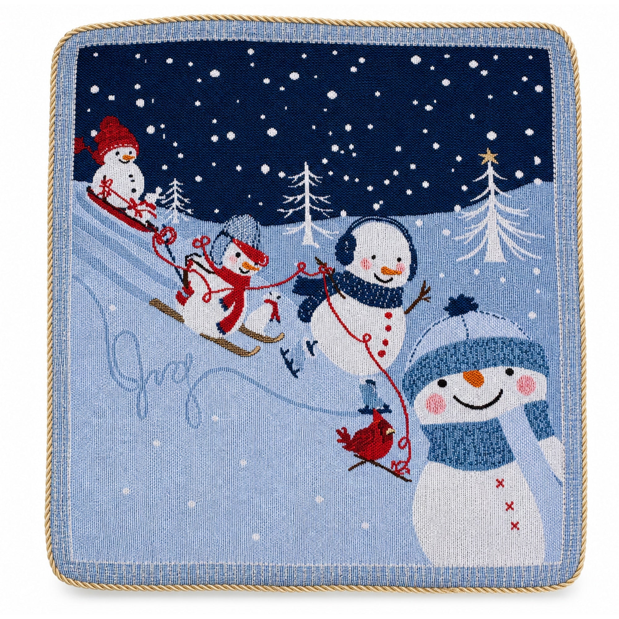 Set of 2 Snowmen Enjoying Winter Sport Parade Christmas Throw Cushion Pillow Covers