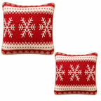 Set of 2 White Snowflakes on Red Christmas Throw Cushion Pillow Covers