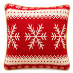 Set of 2 White Snowflakes on Red Christmas Throw Cushion Pillow Covers