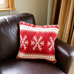 Set of 2 White Snowflakes on Red Christmas Throw Cushion Pillow Covers