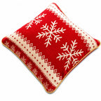 Set of 2 White Snowflakes on Red Christmas Throw Cushion Pillow Covers