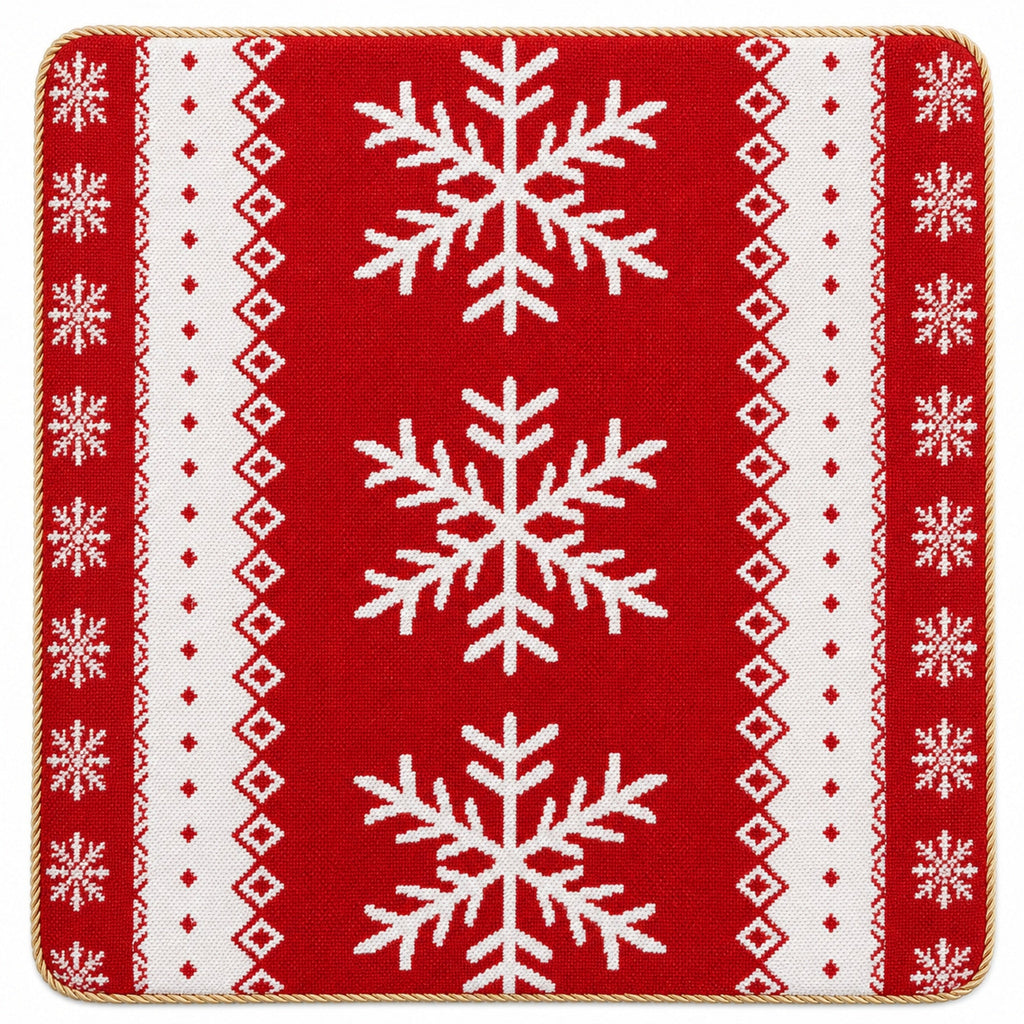 Set of 2 White Snowflakes on Red Christmas Throw Cushion Pillow Covers