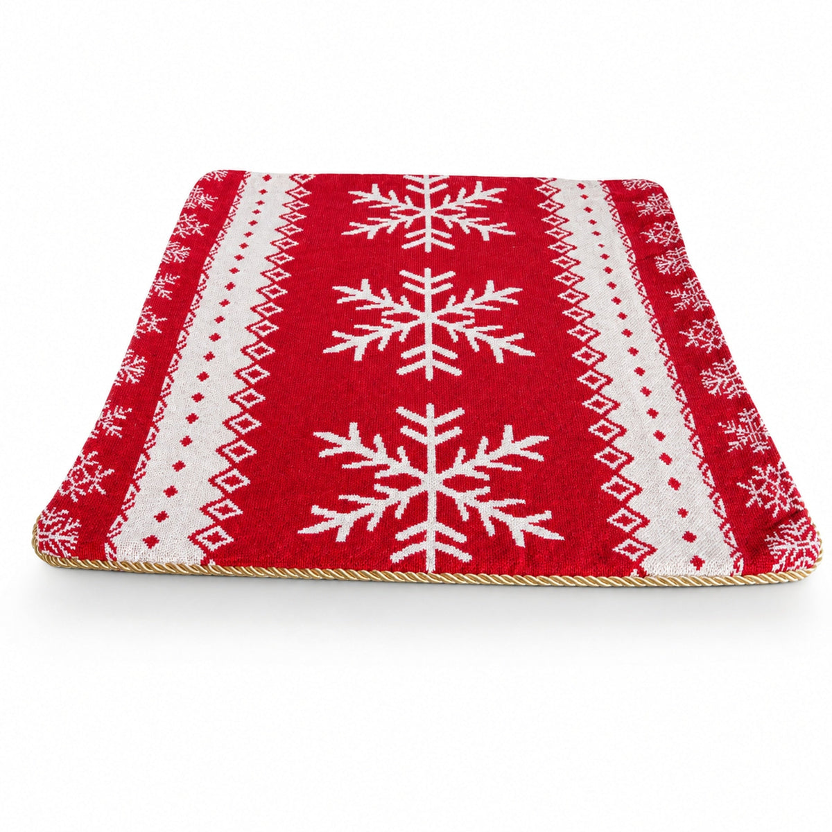 Set of 2 White Snowflakes on Red Christmas Throw Cushion Pillow Covers
