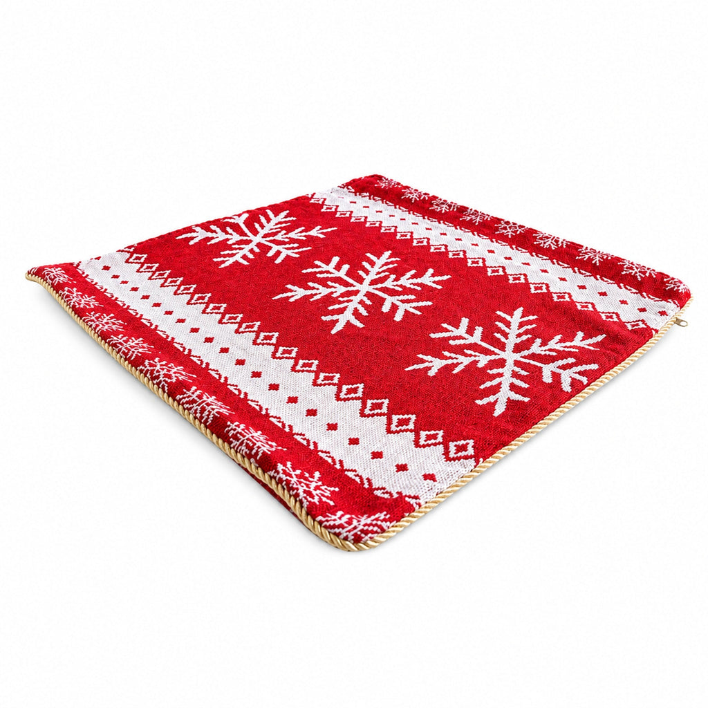 Set of 2 White Snowflakes on Red Christmas Throw Cushion Pillow Covers