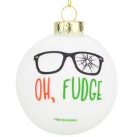 Oh Fudge Funny Glass Christmas Ornament