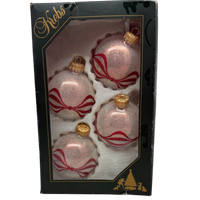 Christmas By Krebs 2 5/8 Glass Balls - Gold Caps - Snow Sparkle - 4 Pack