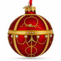 1895 Rosebud Royal Red Glass Ball Christmas Ornament 3.25 Inches