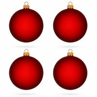 Set of 4 Translucent Red Glass Ball Christmas Ornaments 4 Inches
