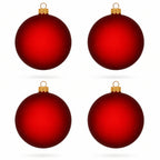 Set of 4 Translucent Red Glass Ball Christmas Ornaments 4 Inches