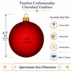 Set of 4 Translucent Red Glass Ball Christmas Ornaments 4 Inches
