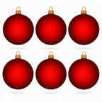 Set of 6 Translucent Red Glass Ball Christmas Ornaments 3.25 Inches