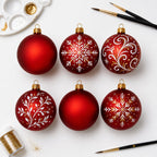 Set of 6 Translucent Red Glass Ball Christmas Ornaments 3.25 Inches