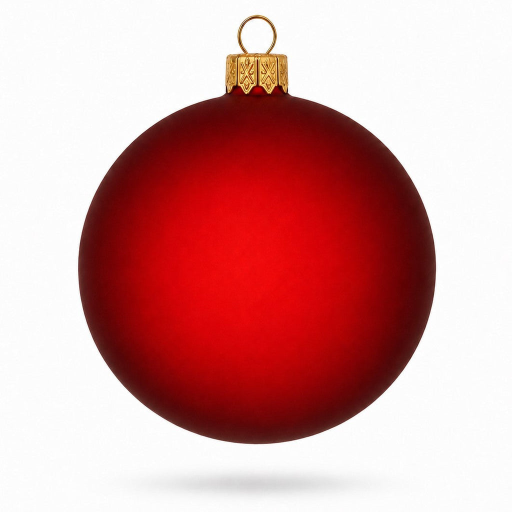 Set of 4 Translucent Red Glass Ball Christmas Ornaments 4 Inches