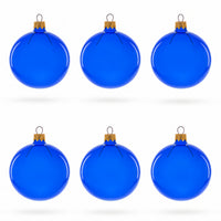 Set of 6 Translucent Glossy Blue Glass Ball Christmas Ornaments 3.25 Inches