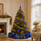 Set of 6 Translucent Glossy Blue Glass Ball Christmas Ornaments 3.25 Inches