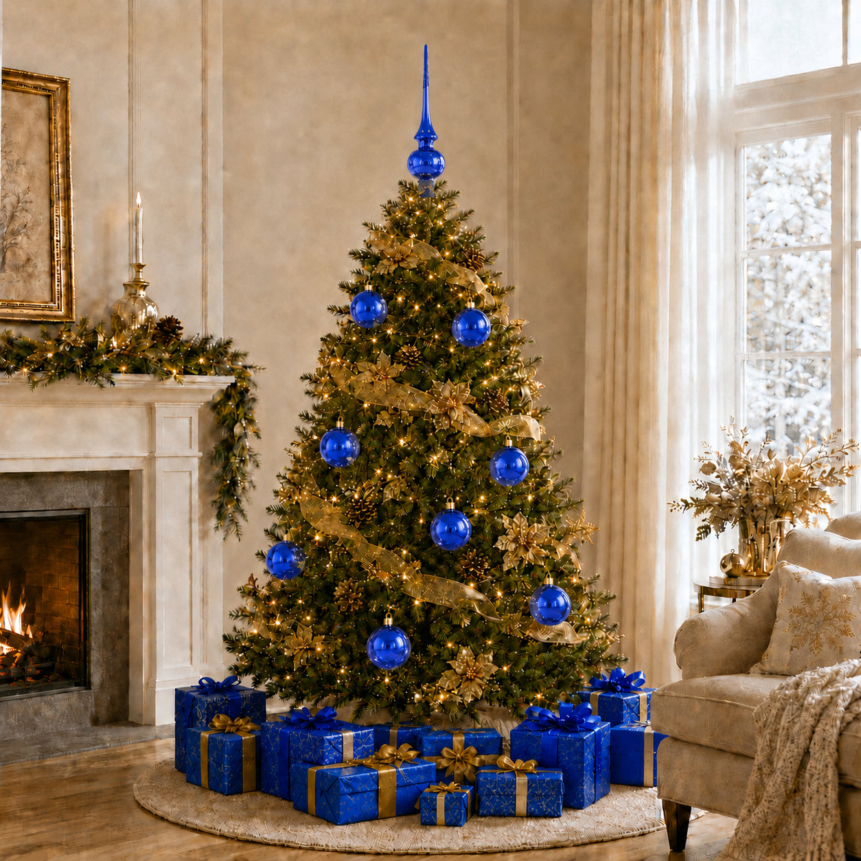 Set of 6 Translucent Glossy Blue Glass Ball Christmas Ornaments 3.25 Inches