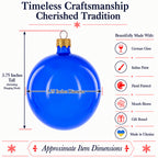 Set of 6 Translucent Glossy Blue Glass Ball Christmas Ornaments 3.25 Inches