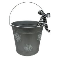 Metal Christmas Snow Bucket - Large