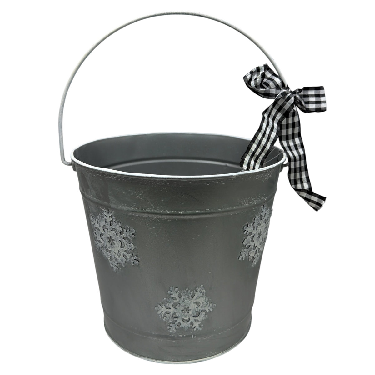 Metal Christmas Snow Bucket - Large