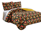 DaDa Bedding Marigold’s Floral Brown Yellow Botanical Garden Quilted Bedspread Set (HS-3330)
