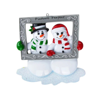 Snow Couple Holding Frame Personalized Christmas Ornament