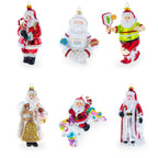 Santa Riding Retro Scooter with Gifts Glass Christmas Ornament