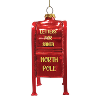 Letters For Santa Mailbox Glass Christmas Ornament
