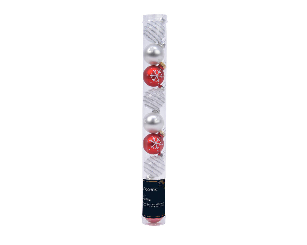 Cheerful Christmas Mix - Tube of 9 Glass Ornaments