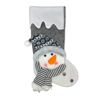 Fabric Snowman Stocking - Gray and White