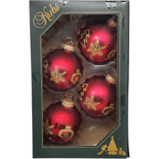 Krebs Value Glass Ornament 4 pack - Red Christmas Icon Band